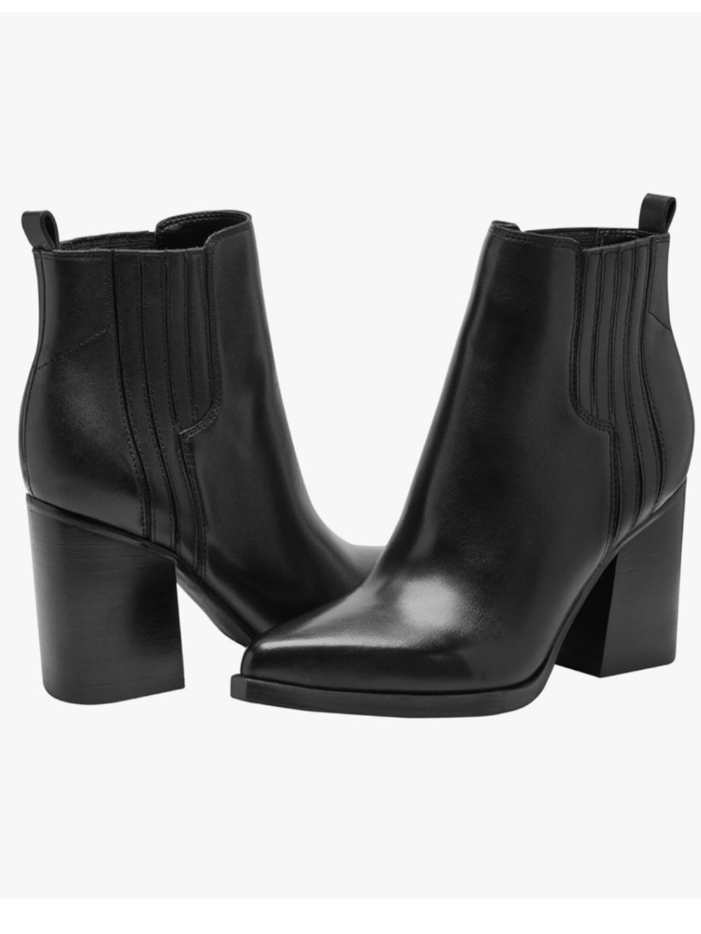 Marc Fisher Black Leather Pointed Toe Ankle Booties (“The Matter” Boots) -Size 5